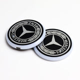 For BENZ Switchable 7 Color LED Cup Holder Car Button Mat Atmosphere Light 2PCS