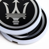 For MASERATI Switchable 7 Color LED Cup Holder Car Button Mat Atmosphere Light 2PCS