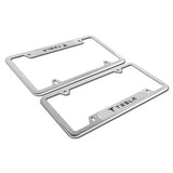 Silver Stainless Steel License Plate Frame NEW for Tesla 2PCS New