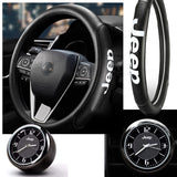 JEEP Set of Car 15" Steering Wheel Cover Quality Leather with Exquisite Clock