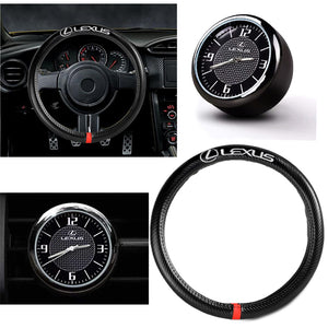 LEXUS Set of Car 15" Steering Wheel Cover Carbon Fiber Look Leather with Exquisite Clock
