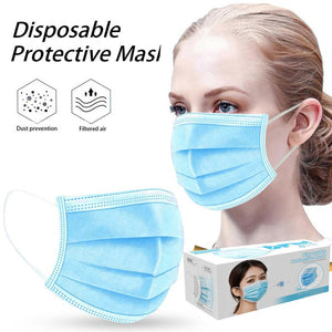 50 PCS Face Mask Non Medical Surgical Disposable 3Ply Earloop Mouth Cover - Blue (with Box)