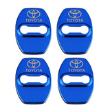 Blue TOYOTA Stainless Steel Door Lock Door Striker Cover Set - 4 pcs