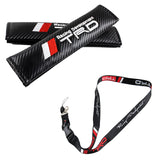 JDM TRD Racing Carbon Fiber Look Embroidery Seat Belt Cover Shoulder Pads 2pcs with TRD Keychain