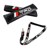 JDM TRD Racing Carbon Fiber Look Embroidery Seat Belt Cover Shoulder Pads 2pcs with TRD Keychain