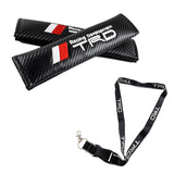 JDM TRD Racing Carbon Fiber Look Embroidery Seat Belt Cover Shoulder Pads 2pcs with TRD Keychain