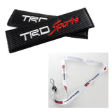 JDM TRD Sports Racing Set Carbon Fiber Look Embroidery Seat Belt Cover Shoulder Pads 2pcs with TRD Keychain