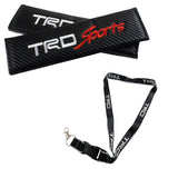 JDM TRD Sports Racing Carbon Fiber Look Embroidery Seat Belt Cover Shoulder Pads 2pcs with TRD Keychain